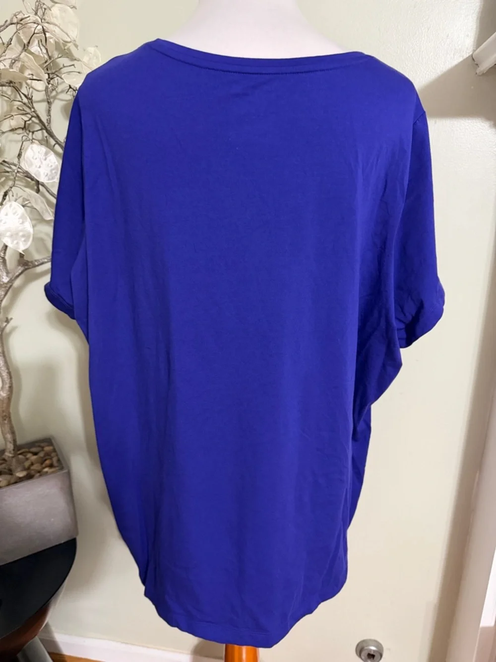 Lands' End Women's Scoop Neck Short Sleeve Top - Royal Blue - Picture 2 of 2